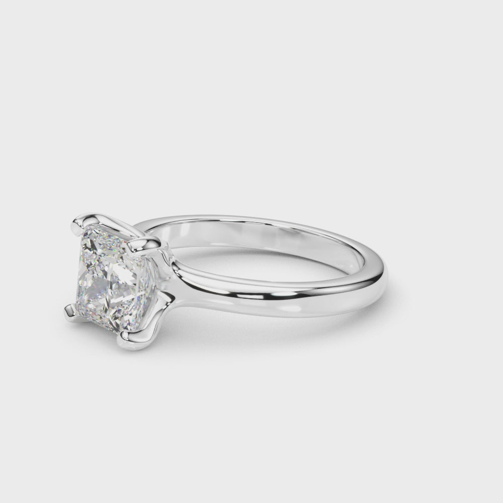 Princess Cut Diamond Four Prong Solitaire