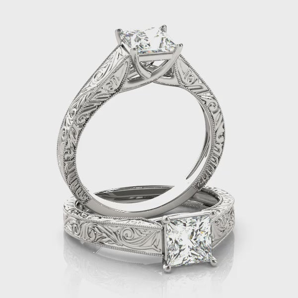 Lab-Grown Princess Cut Diamond D-VVS  Solitaire Engagement Ring.