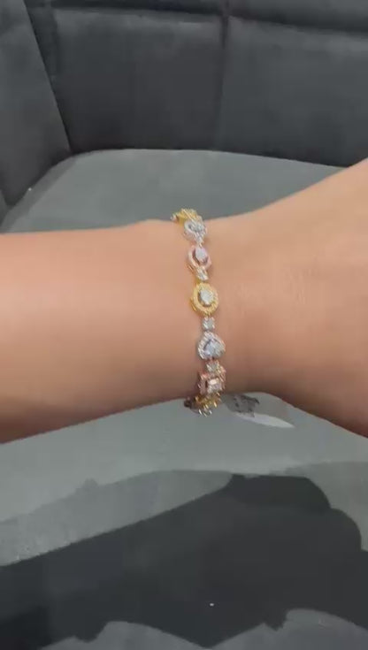 Fancy Shapes 6.00 Carat Natural Diamonds Bracelet in 14K Solid Gold | Luxurious Jewellery