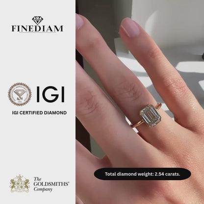 IGI Certified Emerald Cut Lab-Grown Diamond Bezel Set Solitaire Engagement Ring 9k,18k,Gold