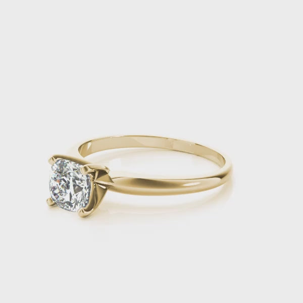 IGI-Labor-gezüchteter Kissen-Diamant-Solitär-Verlobungsring mit Vier-Krappen-Fassung, Farbe D, Reinheit VVS