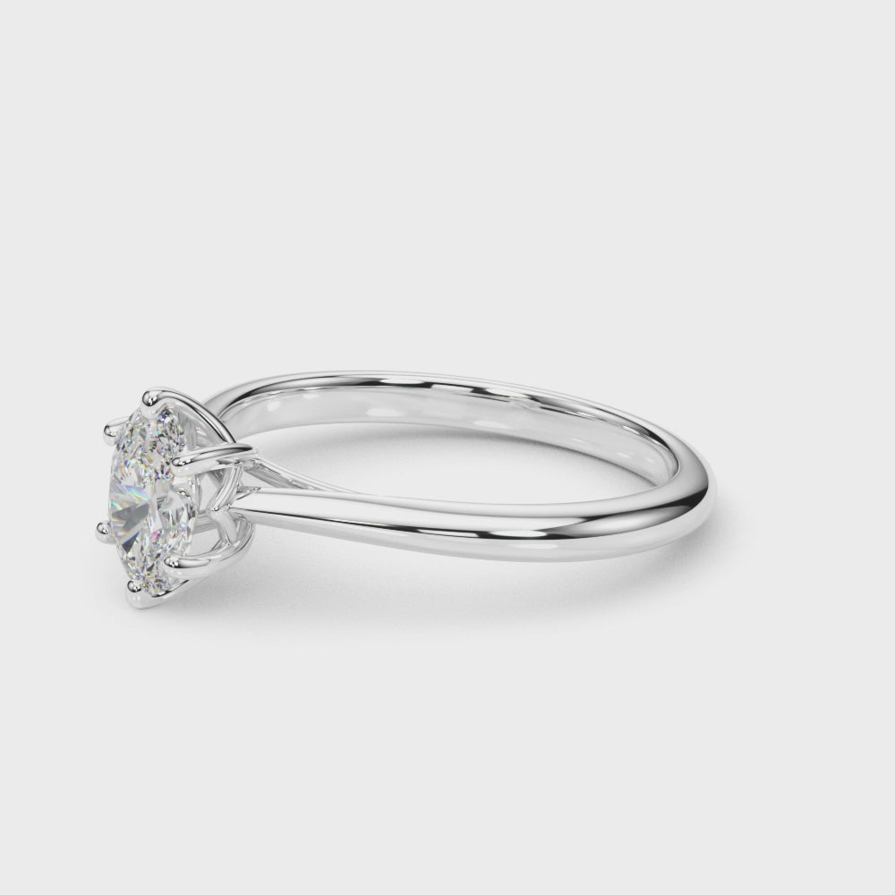 Bague de fiançailles solitaire avec diamant ovale de laboratoire IGI, serti 6 griffes, pureté VVS, couleur D
