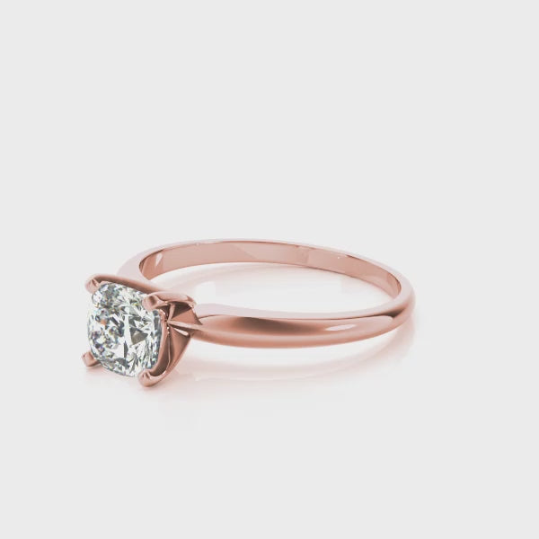 IGI-Labor-gezüchteter Kissen-Diamant-Solitär-Verlobungsring mit Vier-Krappen-Fassung, Farbe D, Reinheit VVS