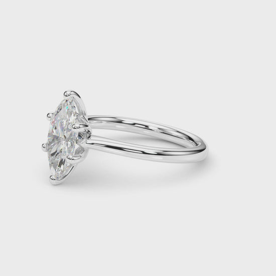 Lab-Grown Marquise Cut Diamond  Floral Six-Prong Solitaire Engagement Ring. 