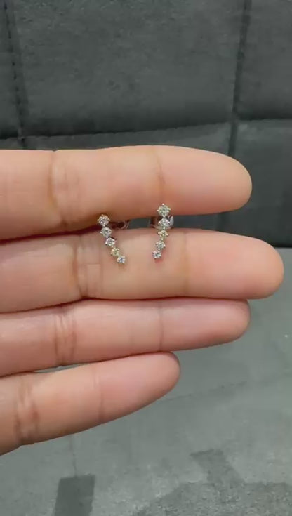 0.50 Carat Round Natural Diamond Bar Set Stud Earrings in 9K White Gold