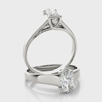 IGI Lab-Grown Marquise Cut Diamond Four-Prong Solitaire Engagement Ring.