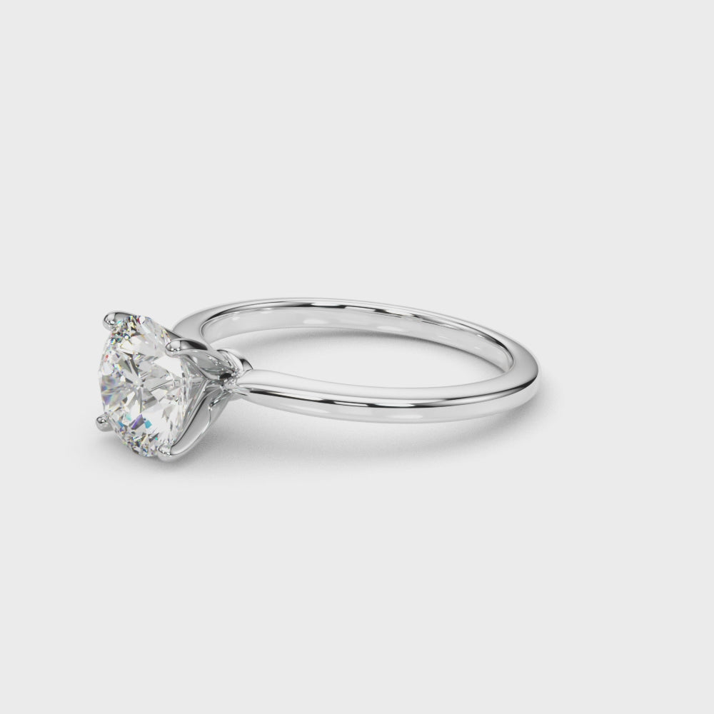 Bague de fiançailles solitaire en diamant poire de laboratoire IGI, serti 6 griffes, couleur D, pureté VVS