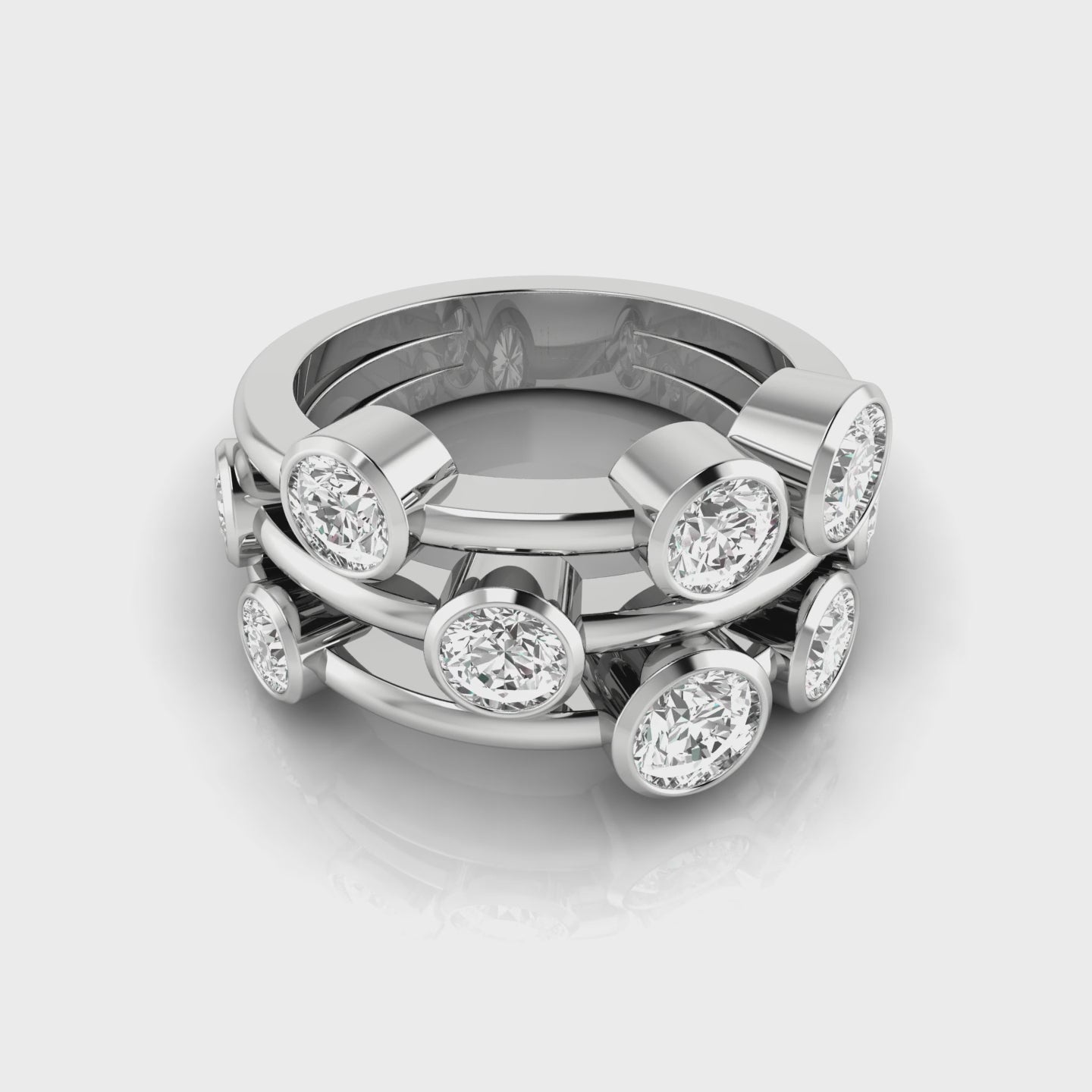 Bubble-Ring mit im Labor gezüchtetem Diamanten, 2,00 Karat, Gold &amp; Platin, handgefertigt