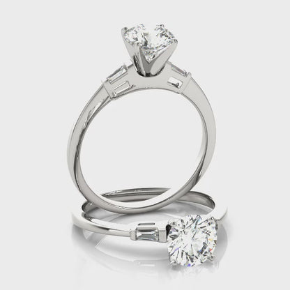 Baguette & Round Cut Diamond 3-Stone Ring