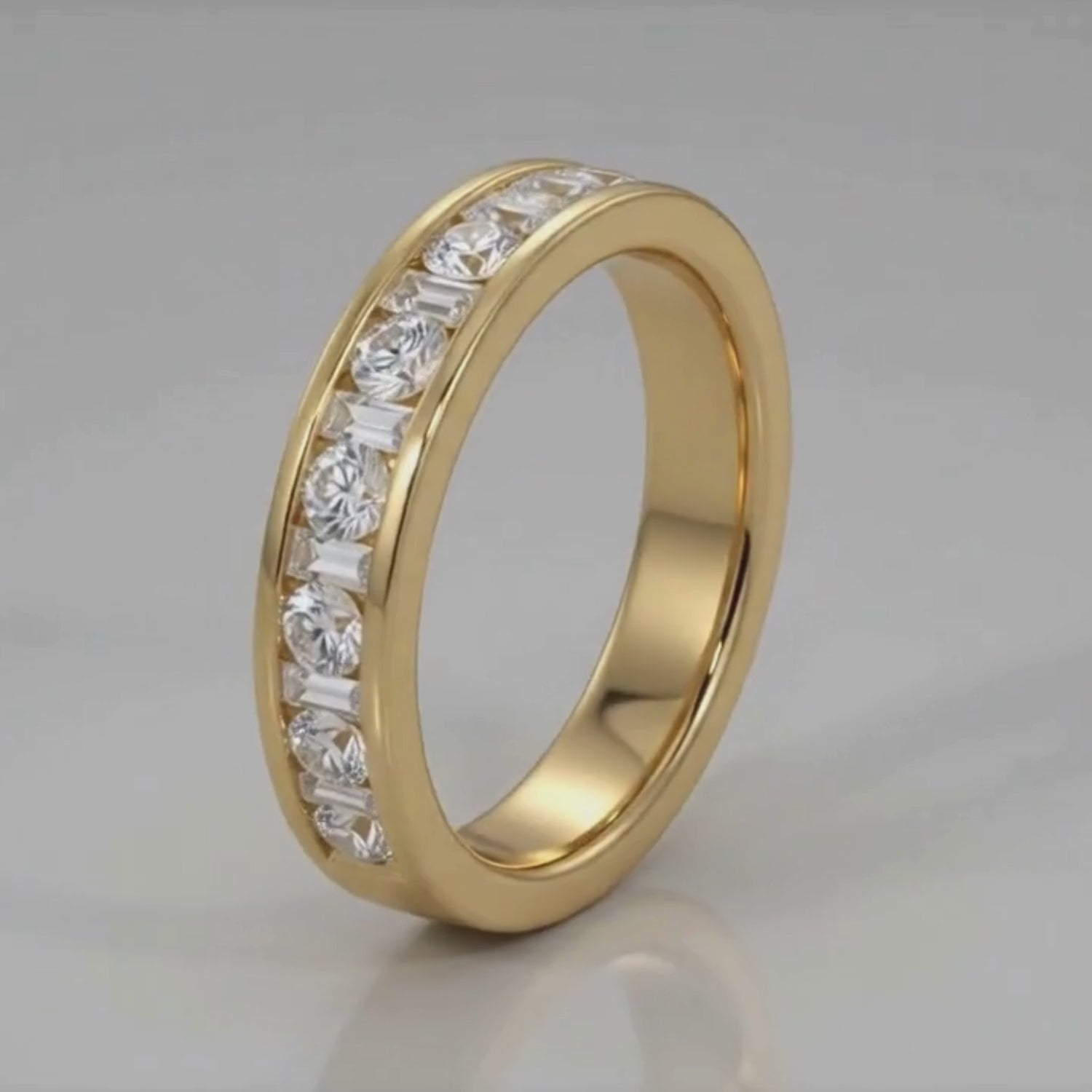 Baguette & Round Cut Half Eternity Ring | 0.5ct to 1ct | Natural & Lab Diamond