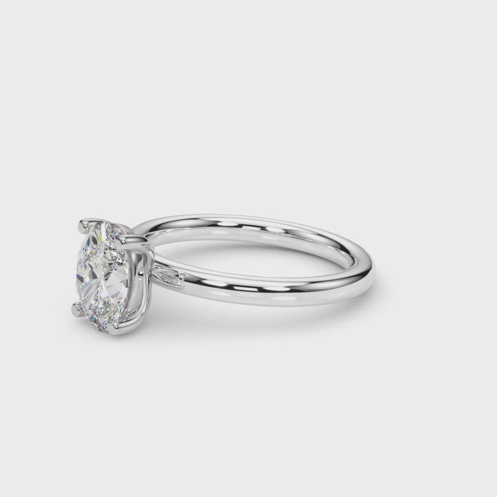IGI-Labor-gezüchteter ovaler Diamant-Solitärring mit Vier-Krappen-Fassung, Farbe D, Reinheit VVS