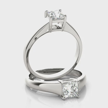 IGI Lab-Grown D-VVS Princess Cut Diamond Solitaire Twisted Claw Set Engagement Ring.