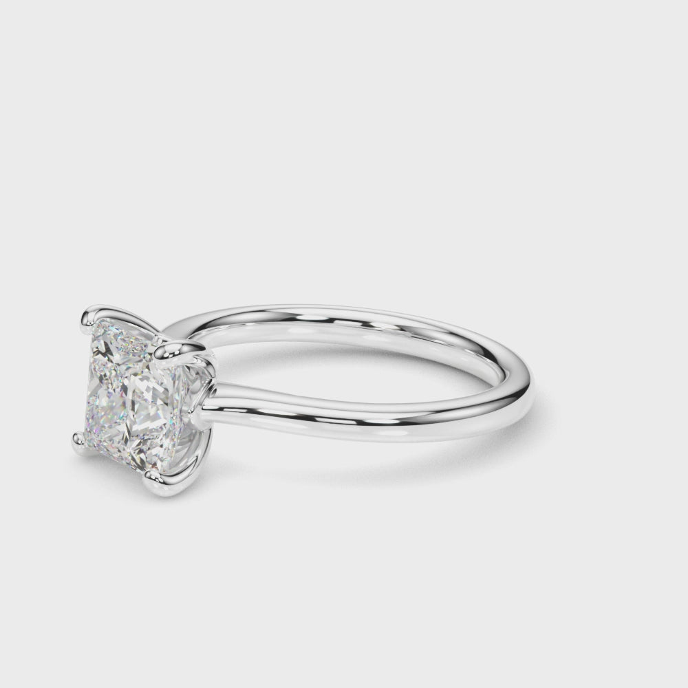 Lab-Grown D-VVS Princess Cut Diamond Solitaire Engagement Ring.