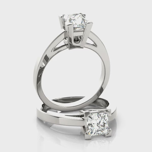 Princess Cut Diamond Solitaire V-Split Engagement Ring.