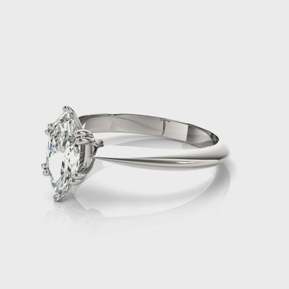 Lab-Grown Marquise Cut Diamond Double Prong Solitaire Engagement Ring.