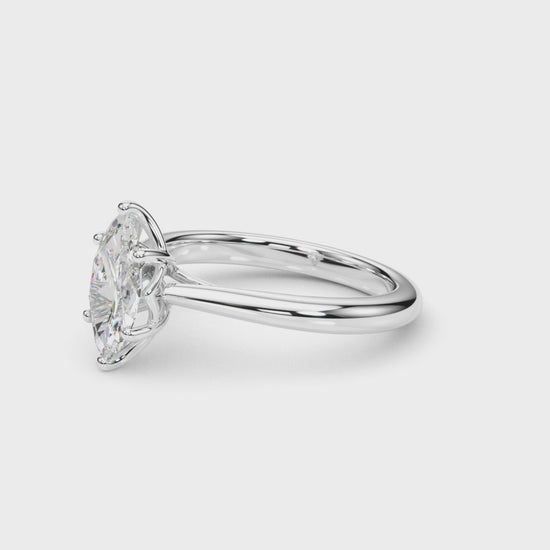 D-VVS Lab-Grown Marquise Cut Diamond Six Prong Solitaire Engagement Ring.