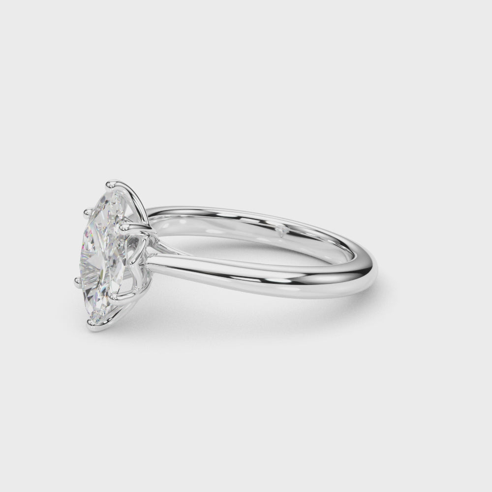 D-VVS Lab-Grown Marquise Cut Diamond Six Prong Solitaire Engagement Ring.