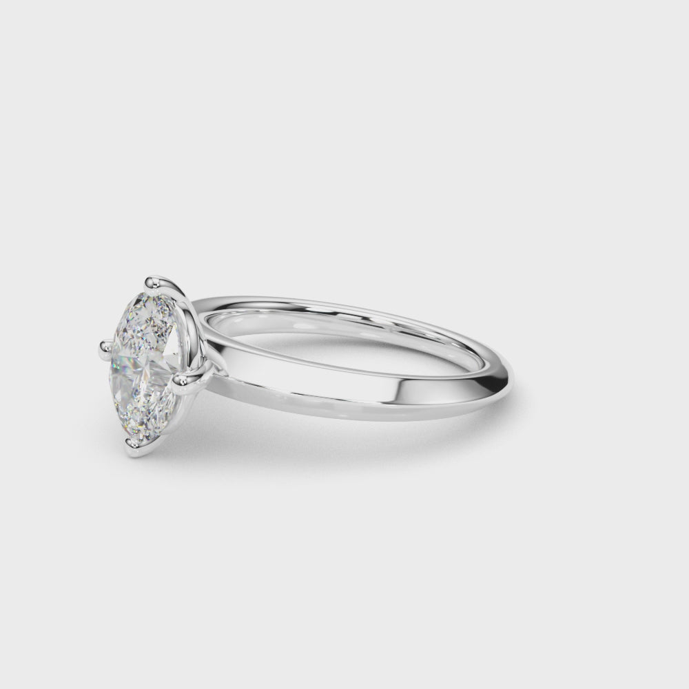 IGI-Labor-gezüchteter ovaler Diamant-Solitär-Verlobungsring mit 4-Krappen-Fassung, VVS-Reinheit, Farbe D