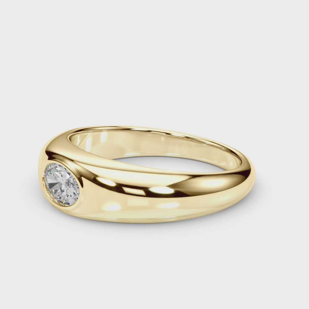 Bague de fiançailles solitaire sertie d'un diamant ovale de laboratoire IGI, serti clos horizontal