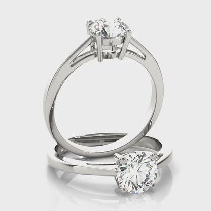 Round Cut Diamond Four-Claw Solitaire Engagement Ring