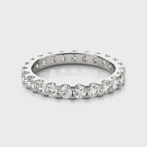 0.50-3.00ct Lab-Grown D/VVS Round Cut Diamond U Shape Shared Prong Full Eternity Wedding Ring.