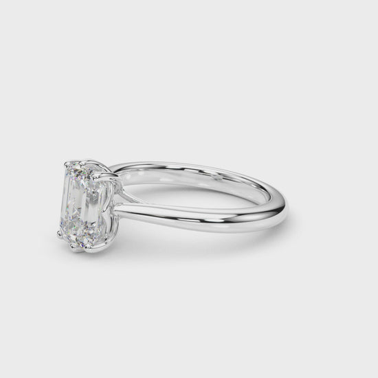 Lab-Grown Emerald Cut Diamond Six Prong Solitaire Engagement Ring Gift