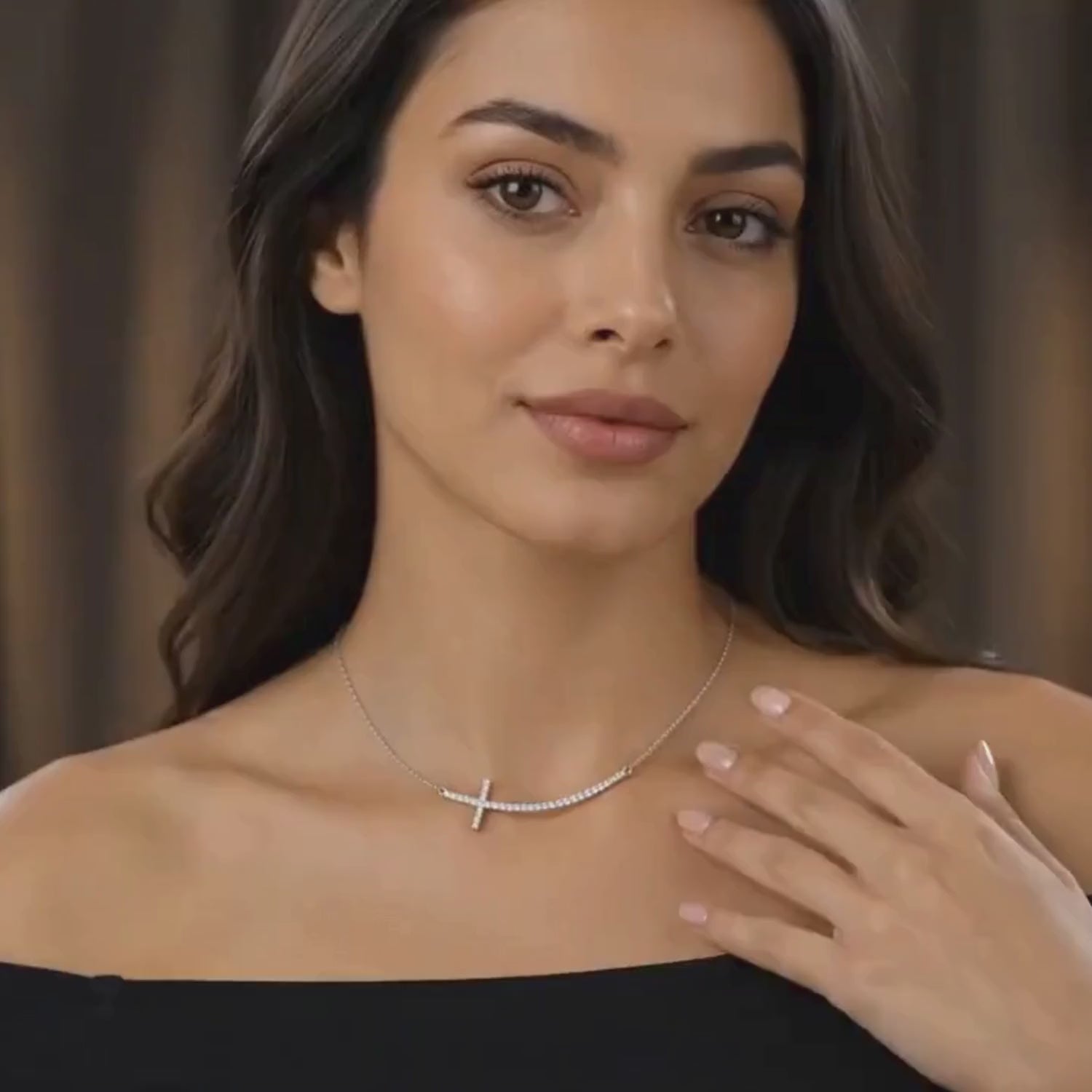 Diamond Sideways Cross Bar Necklace in White | Gold Gold & Platinum
