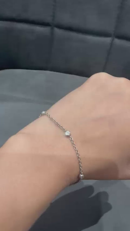 Round Bezel Set Lab Grown Diamond Chain Bracelet in 925 Sterling Silver