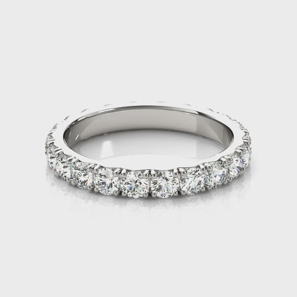 0.50-3.00ct Lab-Grown Round Cut D/VVS Diamond Four Prong French Cut Full Eternity Wedding Ring