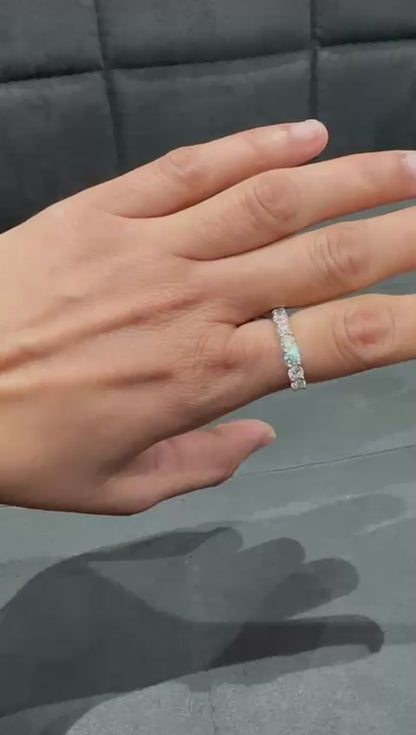 2.0Ct Round Lab Diamond U Prong Half Eternity Ring in 9K White Gold