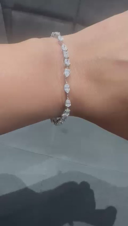 Prong Set 6.00 Carat Multi-Shape Natural Diamond Bracelet in 14K White Gold