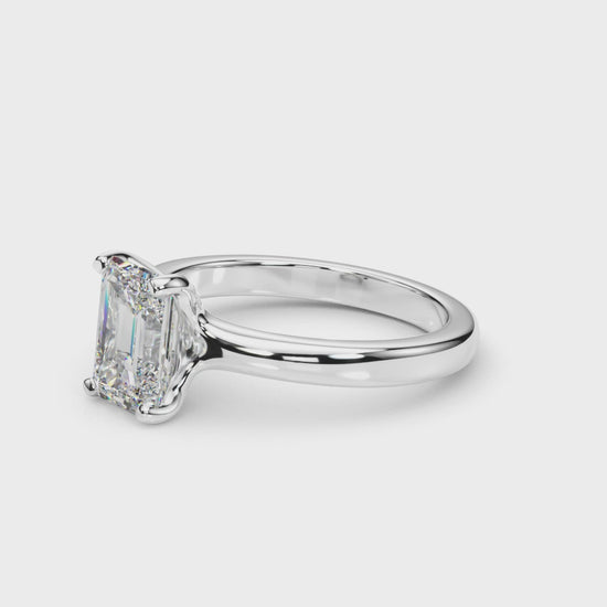 Lab-Grown Emerald Cut Diamond 4-Prong Solitaire Engagement Ring Gift For Her