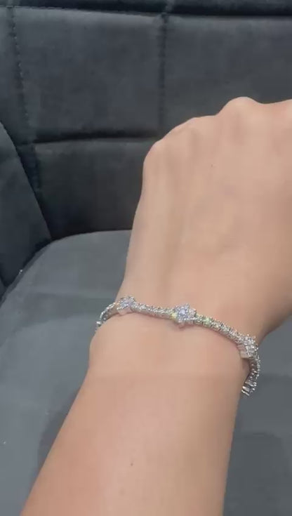 5.25 Carat Round Natural Diamond Cluster Tennis Bracelet in 9K White Gold