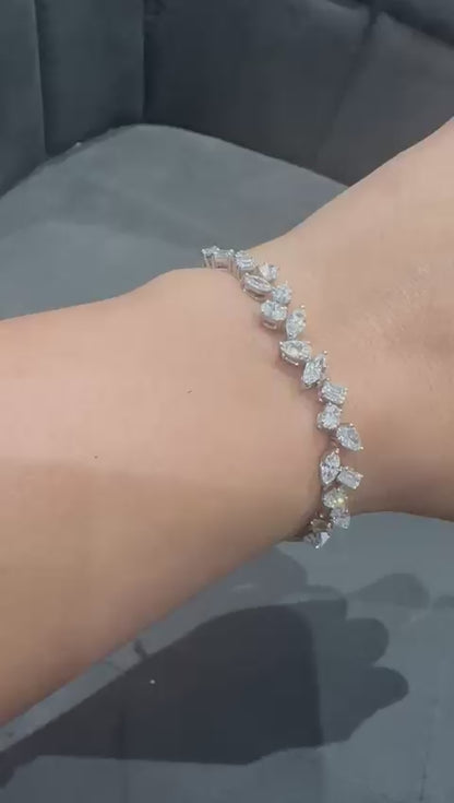 Luxury 3.50Ct Multi Shape Prong Set Natural Diamond Bracelet in 18K White Gold