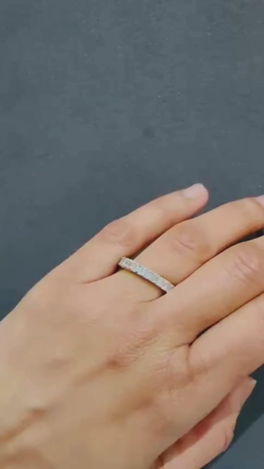 Emerald Cut Lab Grown Diamond Full Eternity Wedding Band Platinum