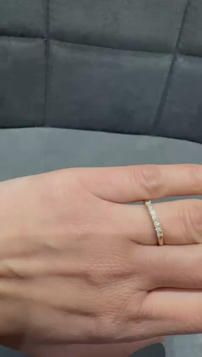 Natural Diamond Prong Set 7 Stone Ring in 9KT Yellow Gold for Women