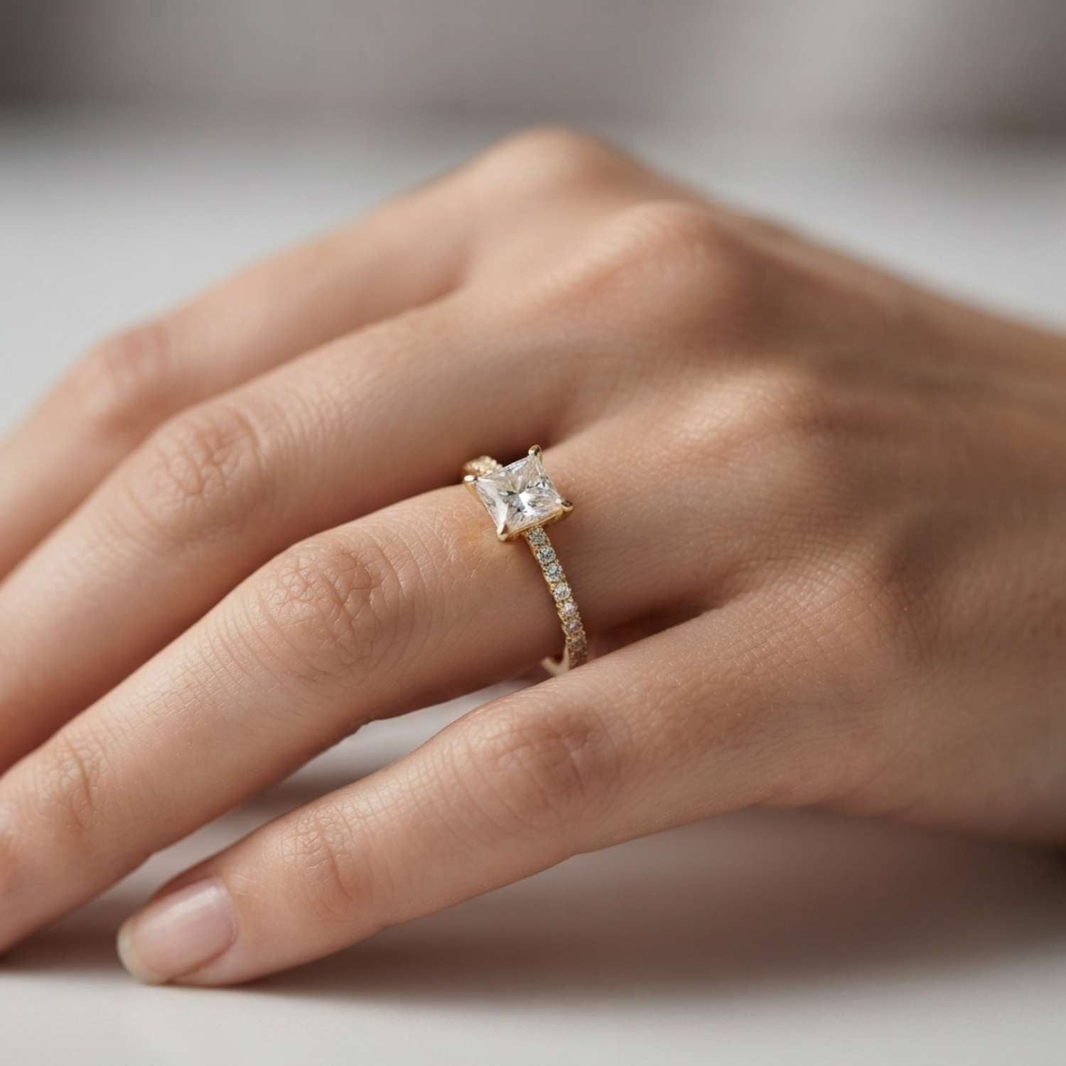 Princess Cut Diamond Engagement Ring Luxury Gift for Wife IGI