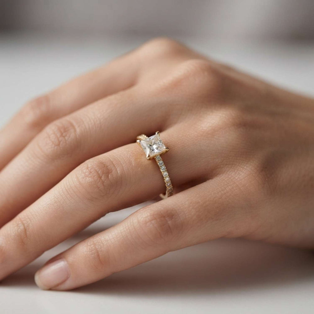 Princess Cut Diamond Engagement Ring Luxury Gift for Wife IGI