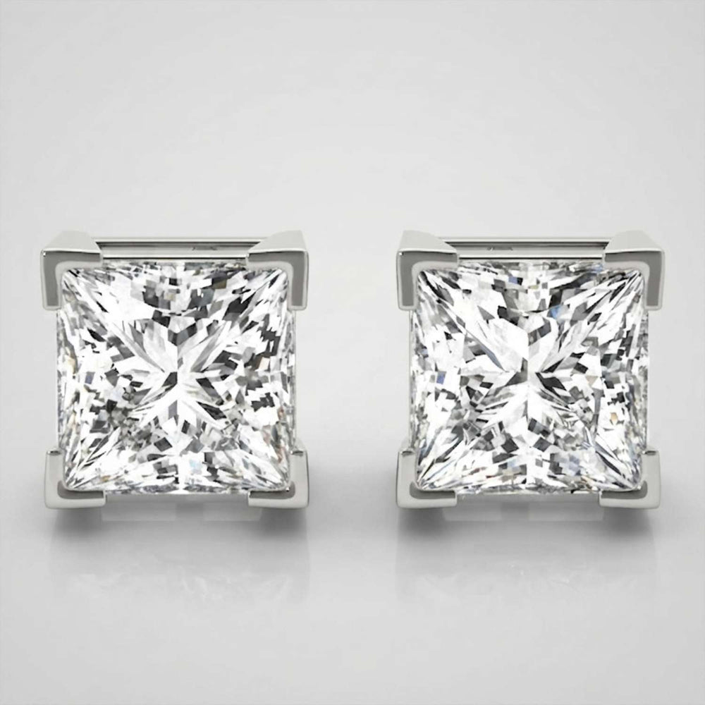 Princess Cut Diamond Stud Earrings Anniversary Gift D VVS Gold