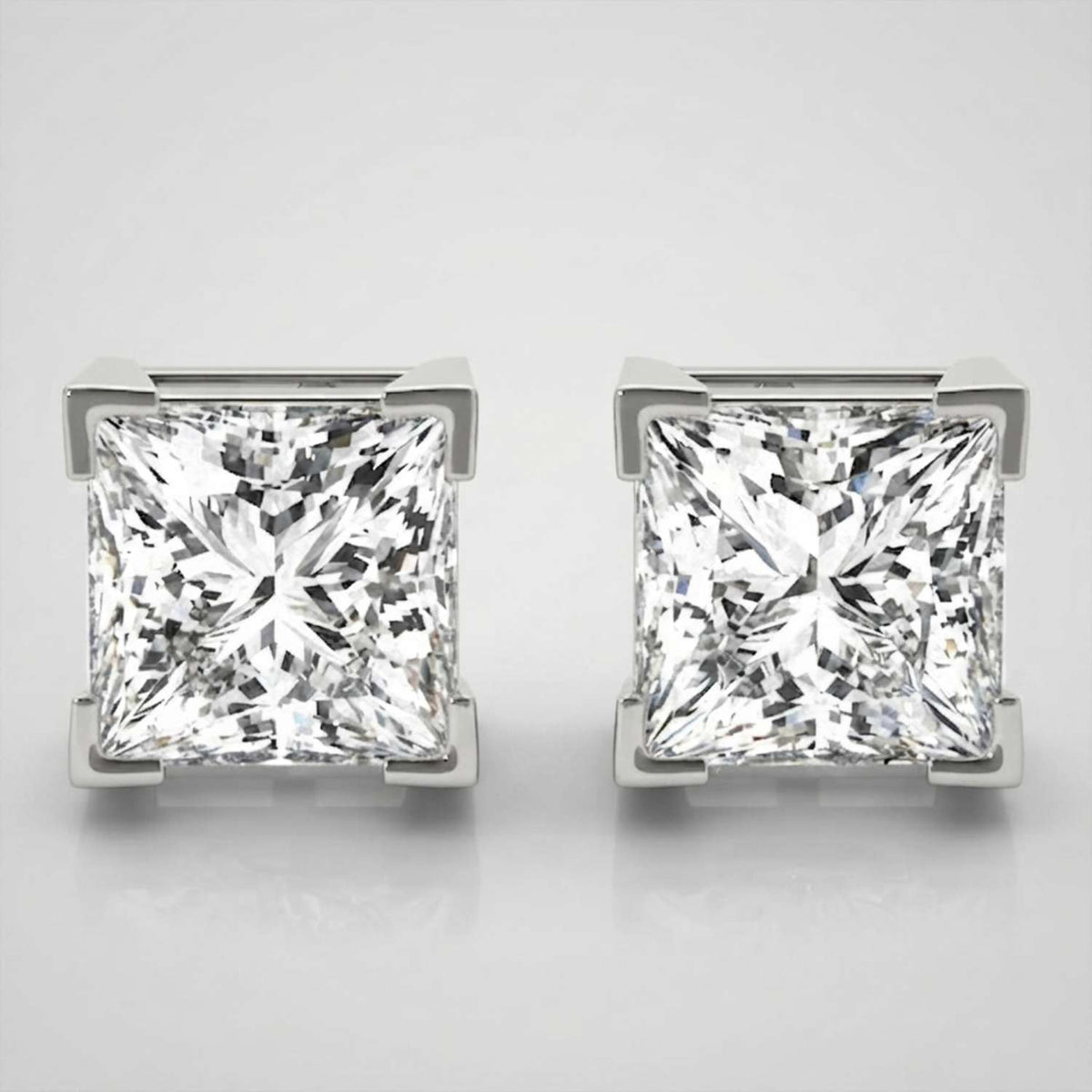 Princess Cut Diamond Stud Earrings Anniversary Gift D VVS Gold