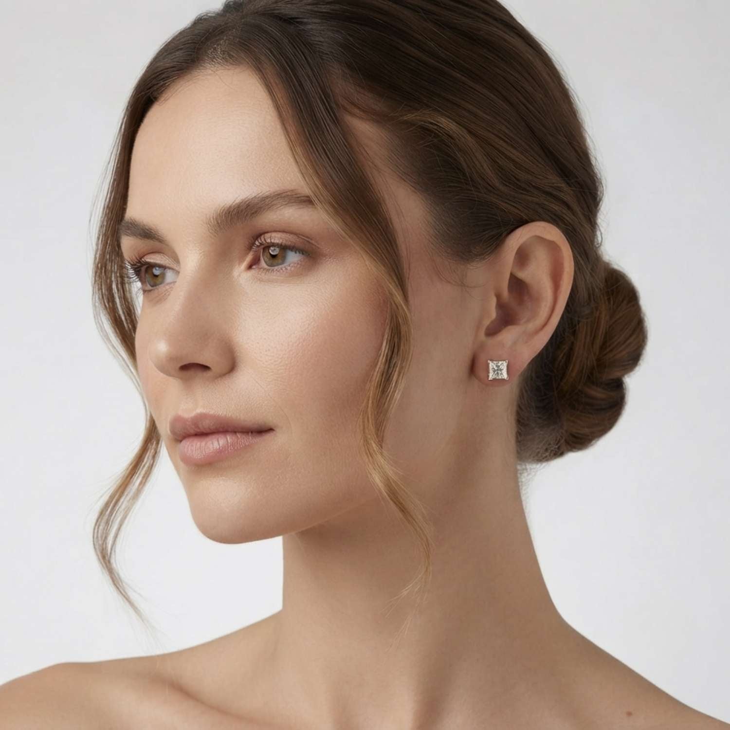 Princess Cut Diamond Stud Earrings Bridal Shower Gift UK Hallmarked