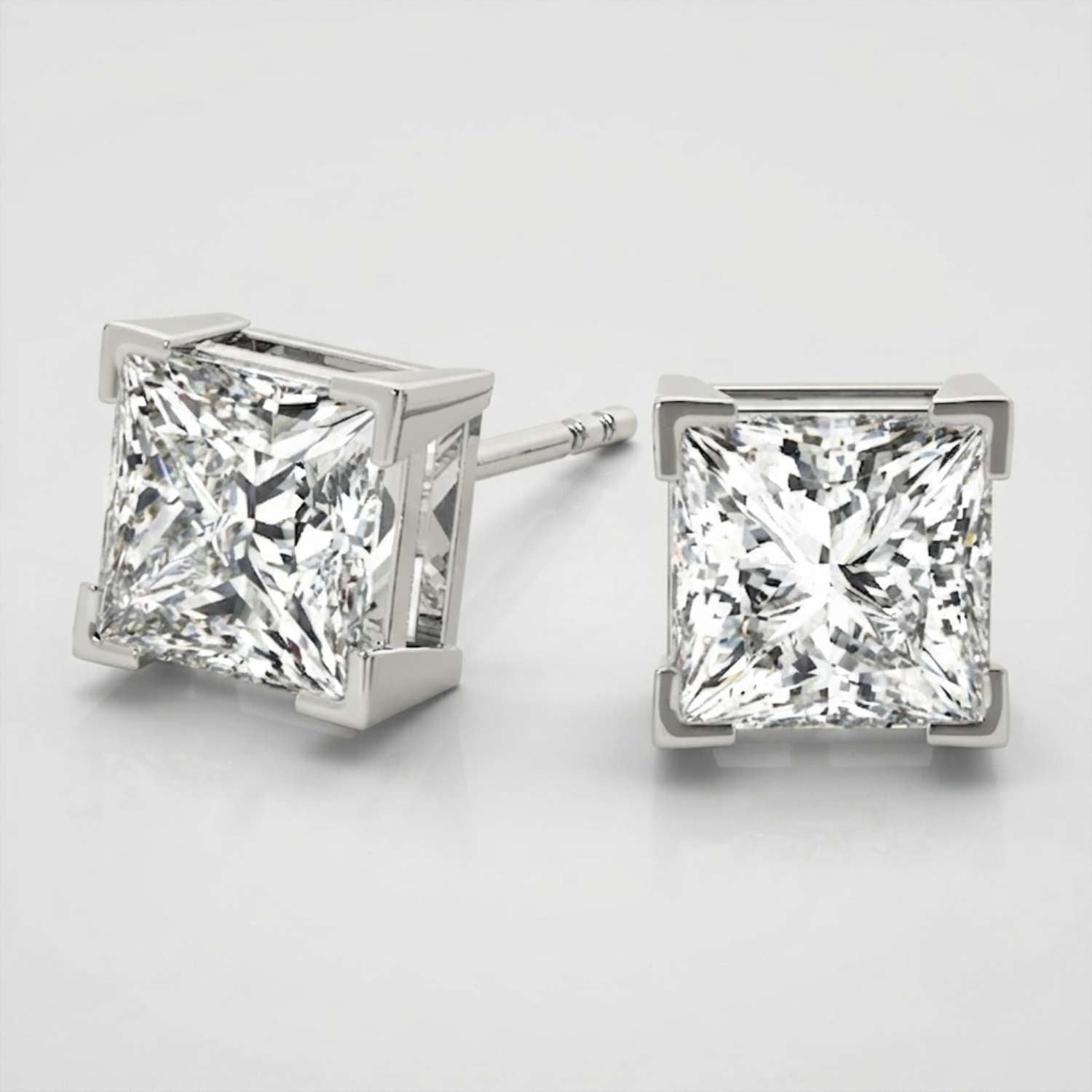Princess Cut Diamond Stud Earrings Graduation Gift Solitaire