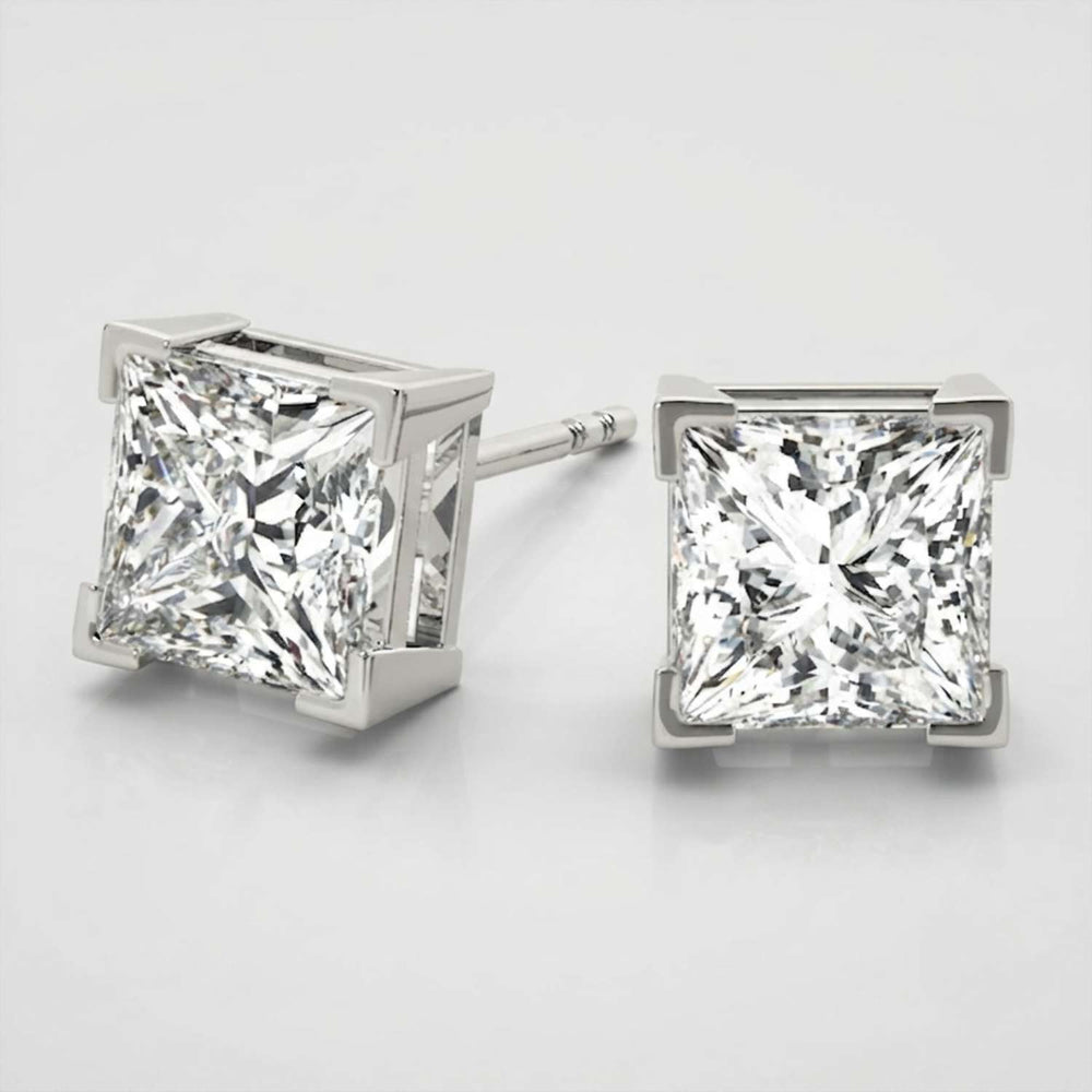 Princess Cut Diamond Stud Earrings Graduation Gift Solitaire