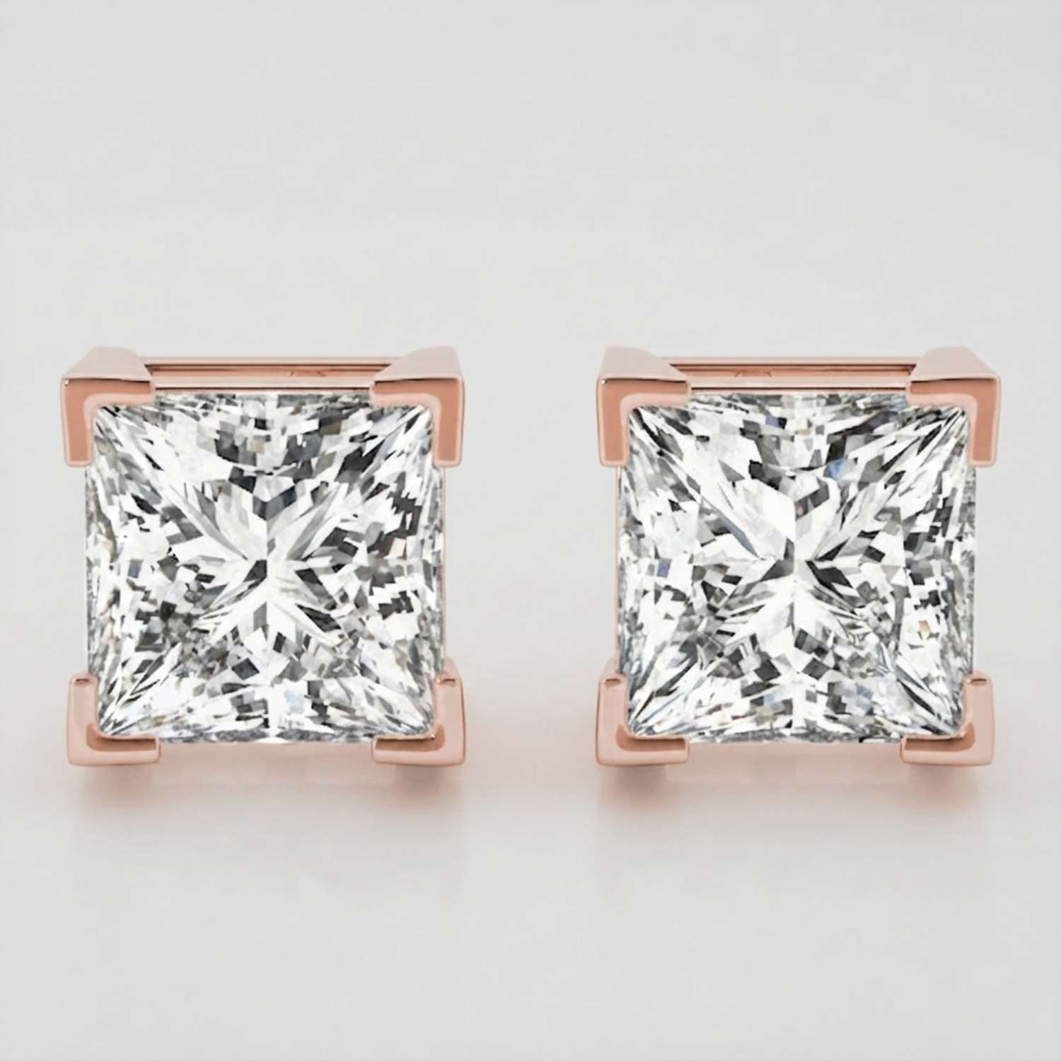 Princess Cut Diamond Stud Earrings Luxury Gift for Wife D VVS