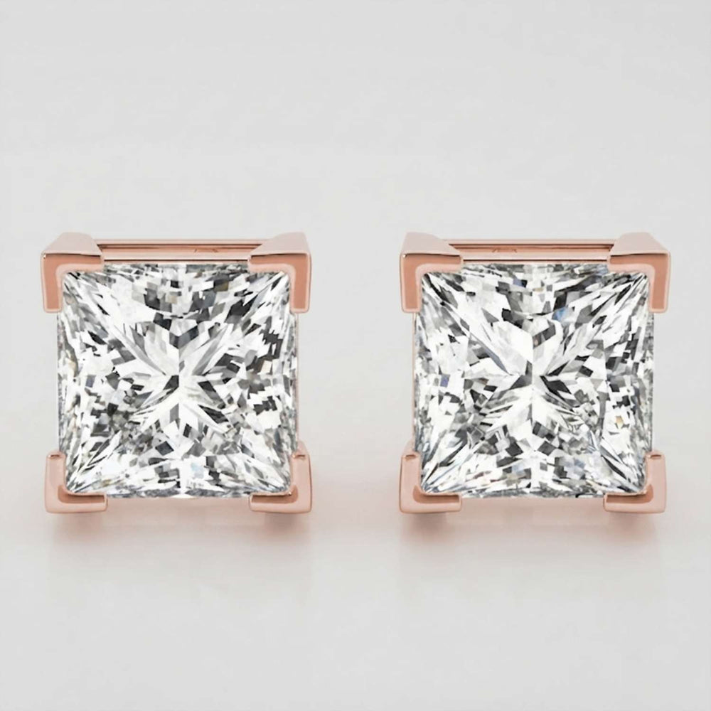 Princess Cut Diamond Stud Earrings Luxury Gift for Wife D VVS