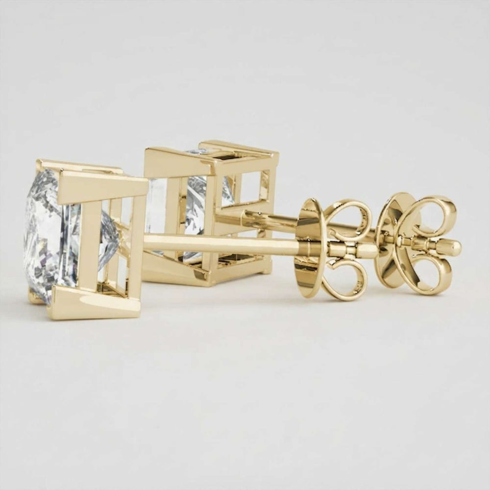 Princess Cut Diamond Stud Earrings Mothers Day Gift UK Made