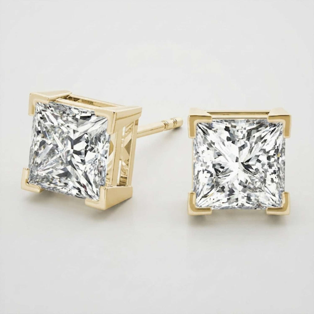 Princess Cut Diamond Stud Earrings Push Back Everyday Luxury