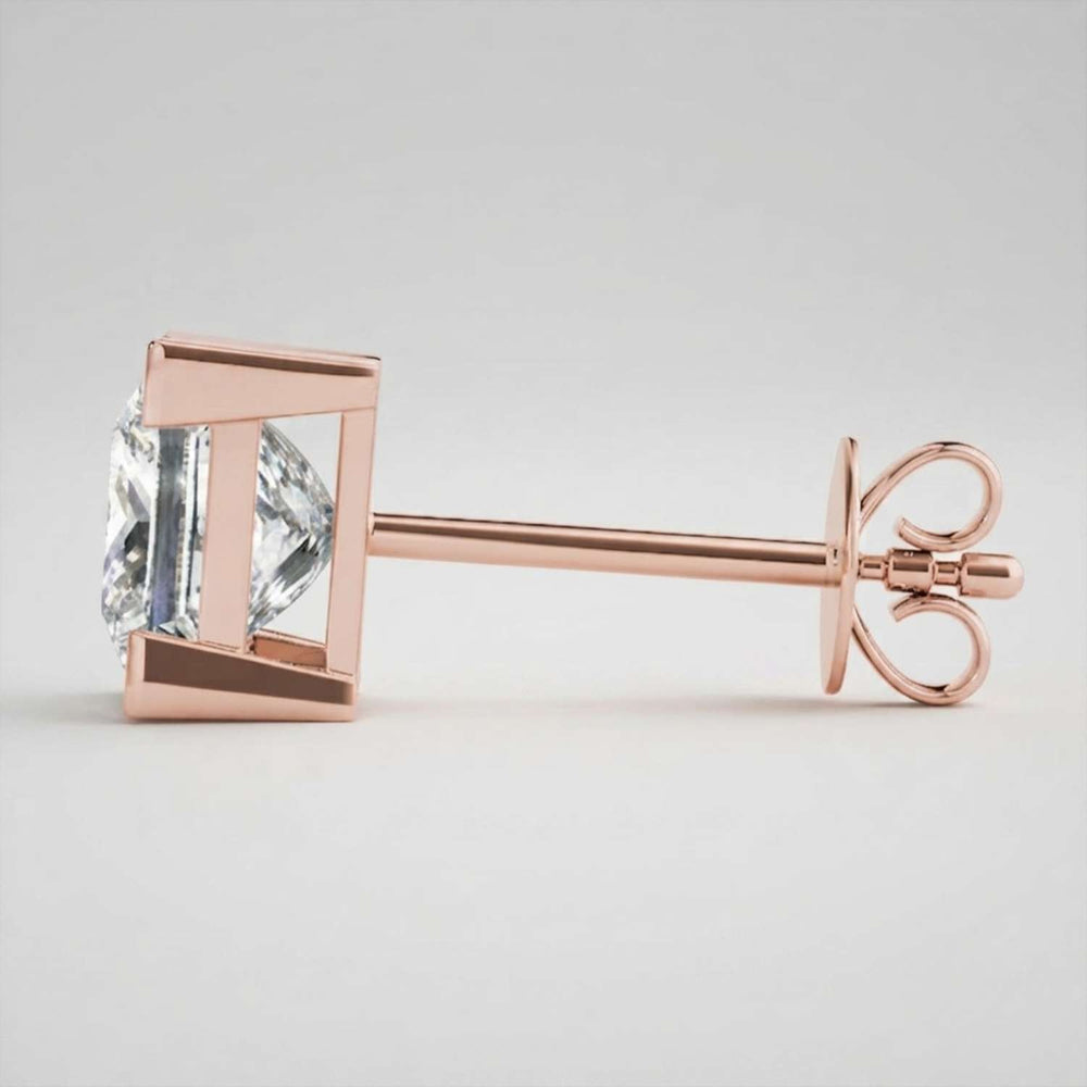 Princess Cut Diamond Stud Earrings Romantic Gift Forever Love