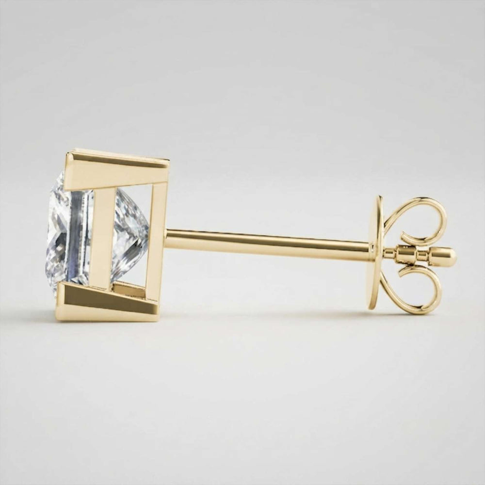 Princess Cut Diamond Stud Earrings Screw Back Elegant Jewellery