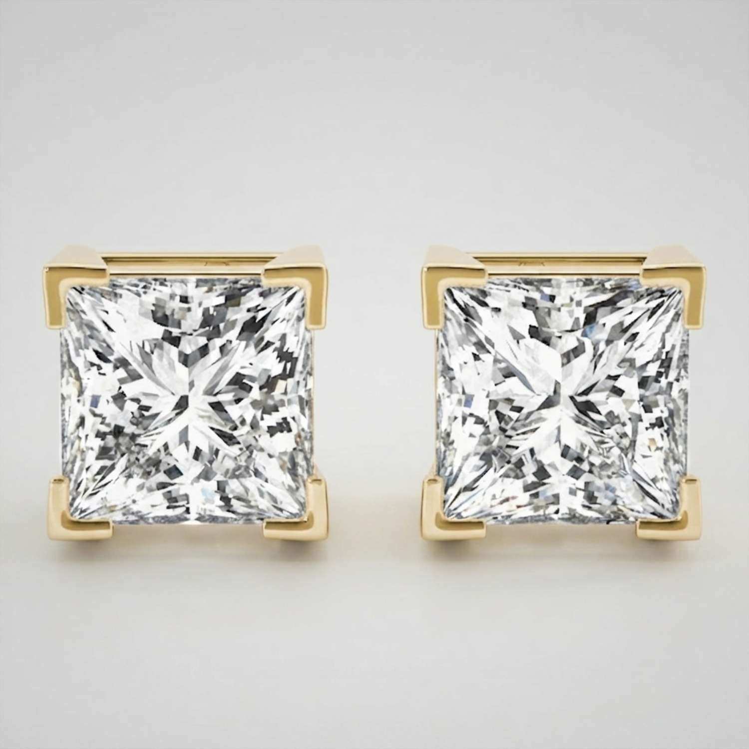 Princess Cut Diamond Stud Earrings Valentines Gift Lab Diamond